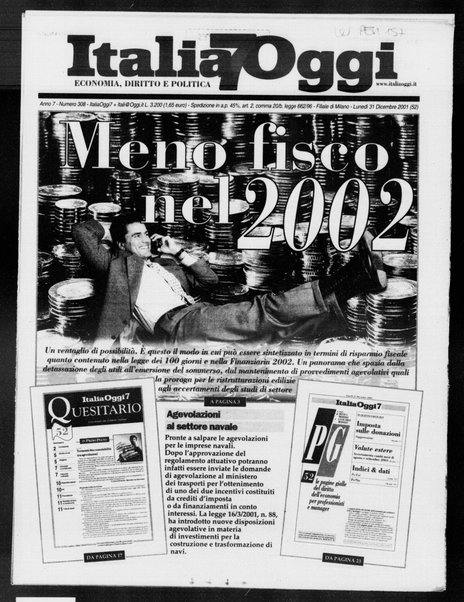 Italia oggi : quotidiano di economia finanza e politica